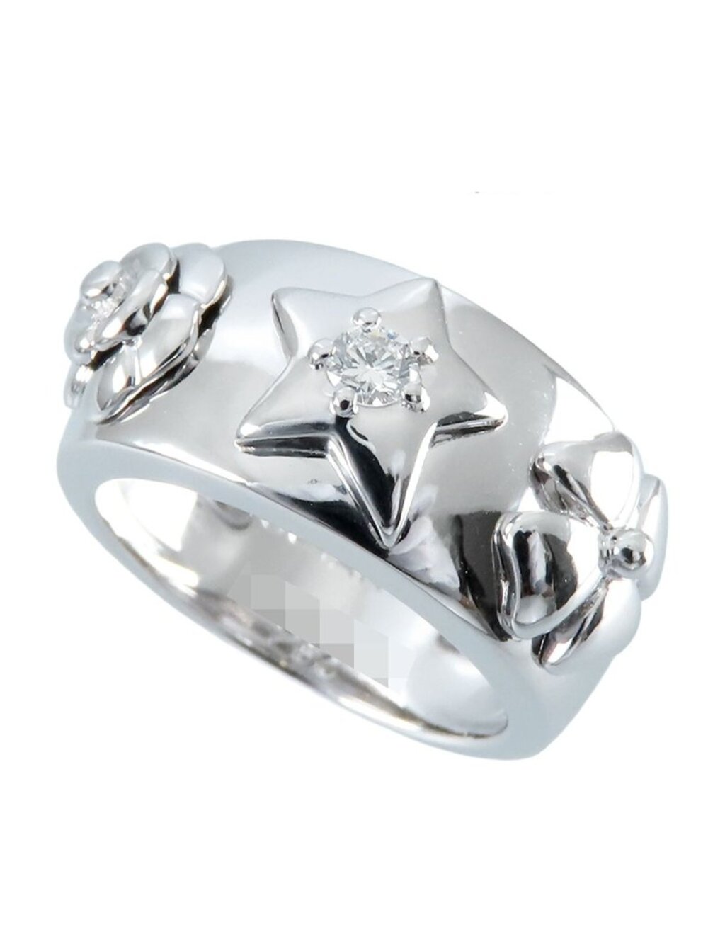 Chanel Three Symbol Ring White Gold 18K Diamond Quattro Comet Camellia